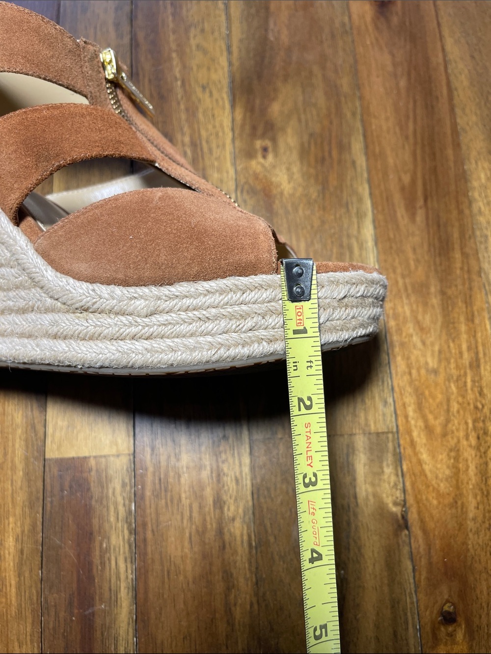 Michael Kors Damita Brown suede espadrille Wedge Sandals with Front Zipper - Picture 13 of 13